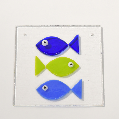 Glasplatte Fische blau/grün