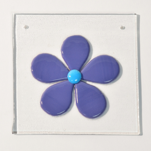 Glasplatte Blume dunkelblau