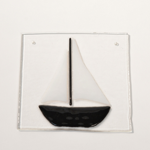 Glasplatte Segelboot schwarz
