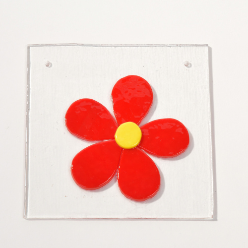 Glasplatte Blume rot