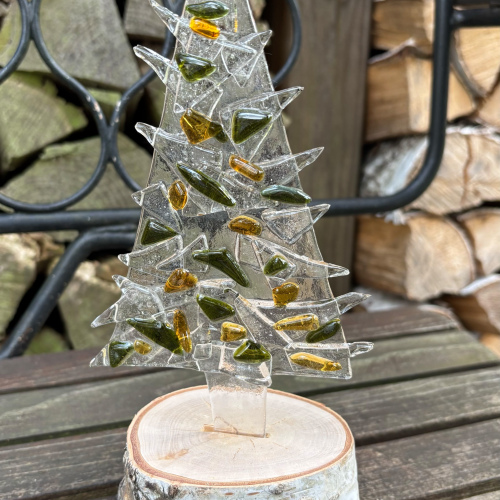Weihnachtsbaum auf Holz gelb